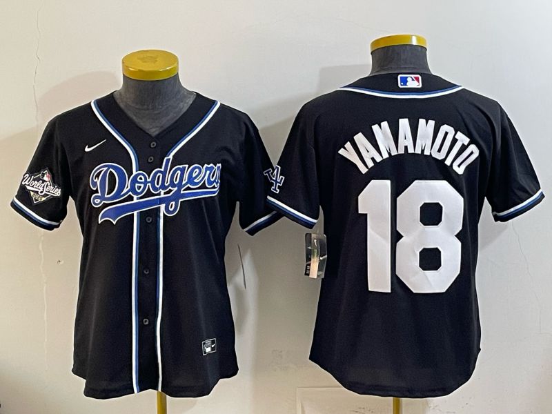 Women Nike 2026 Los Angeles Dodgers #18 Yamamoto Black Game MLB Jersey 02